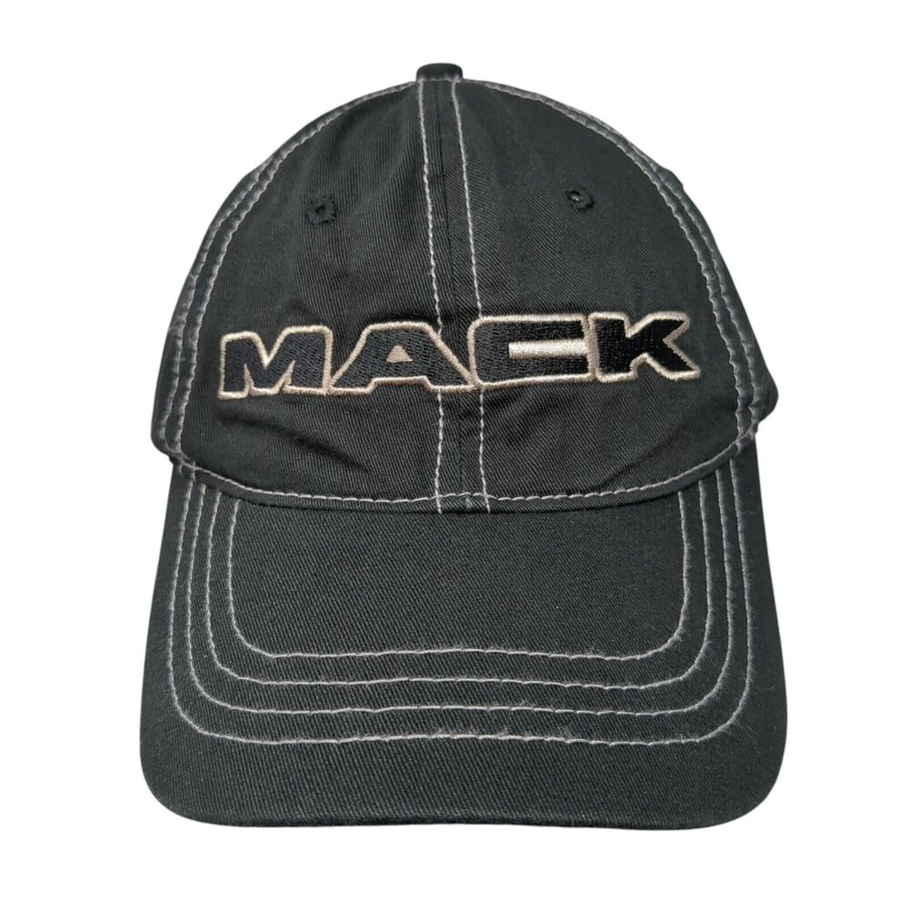 MACK Snapback Hat Black One Size Adjustable Embroidered 6 Panel Cotton